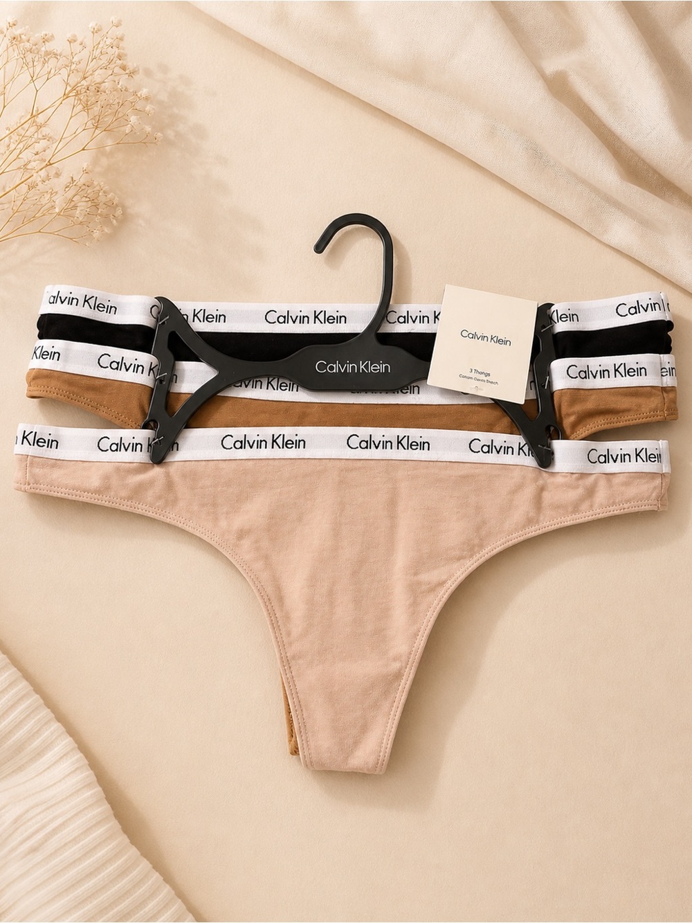 Calvin Klein Girls' 3-Pack Cotton Bikini Bottoms - Black, Tan, Beige